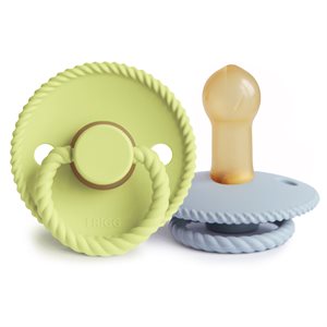 FRIGG Rope - Round Latex 2-Pack Pacifiers - Green Tea/Powder Blue - Size 2